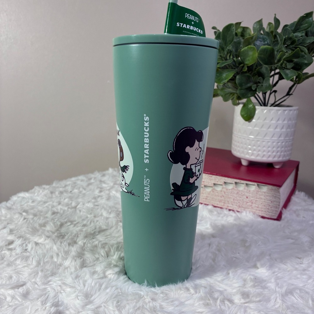 Starbucks Peanuts Snoopy Tumbler Sage Green 24oz New Limited Edition Exclusive - Picture 3 of 6